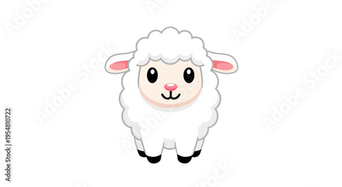 Adorable Cartoon Sheep with Chubby Cheeks and Tiny Horns, a Whimsical and Cute Barnyard Animal Illustration