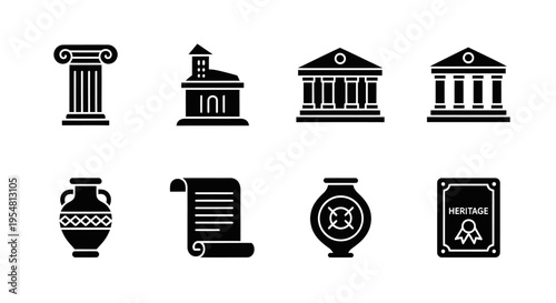 Ancient Greek Architecture and Artifacts Icons Collection