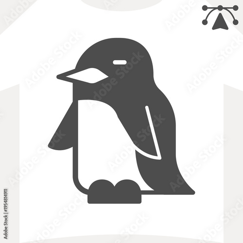 Penguin solid icon, wildlife and zoology concept. Vector graphics. Animal sign and editable stroke, glyph style icon for mobile or web design.