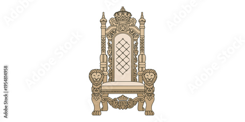 Large ornate gold throne chair furniture.