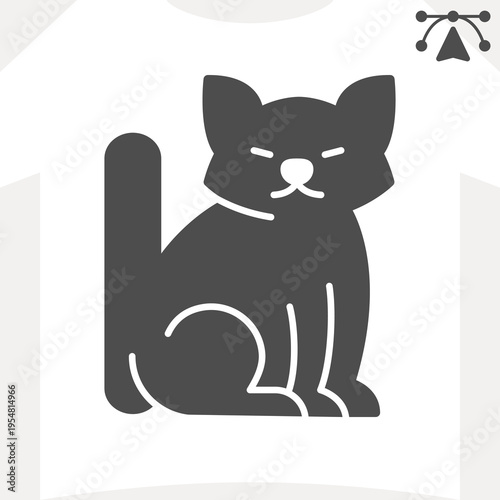 Cat solid icon, domestic animals concept. Vector graphics. Pet animal sign and editable stroke, glyph style icon for mobile or web design.