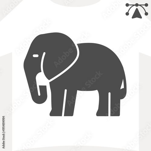 African elephant solid icon, wildlife and zoology concept. Vector graphics. Animal sign and editable stroke, glyph style icon for mobile or web design.