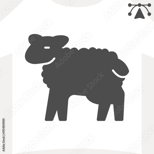 Sheep solid icon, domestic animals concept. Vector graphics. Animal sign and editable stroke, glyph style icon for mobile or web design.