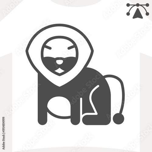 African lion solid icon, wildlife and zoology concept. Vector graphics. Animal sign and editable stroke, glyph style icon for mobile or web design.