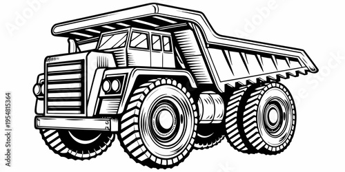 Heavy Duty Dump Truck Illustration - Mining and Construction Tipper Vector