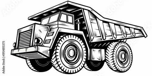 Massive Mining Dump Truck - Heavy Duty Haulage Construction Vehicle Vector