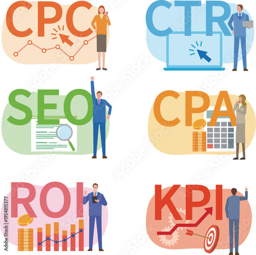 マーケティング略語イラストセット