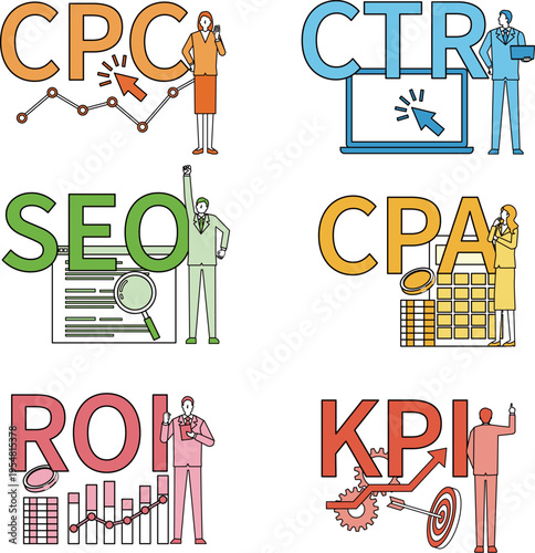 マーケティング略語イラストセット