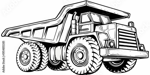 Giant Mining Tipper Truck Illustration - Heavy Industrial Haulage Vector Sketch