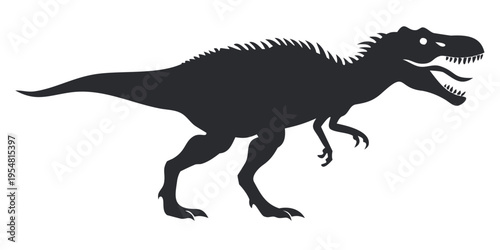 Tyrannosaurus Rex Silhouette - Prehistoric Predator Dinosaur Vector Icon
