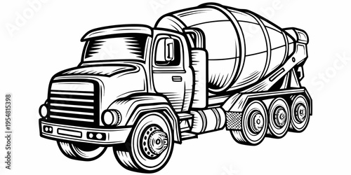 Heavy Duty Cement Mixer Truck - Industrial Concrete Construction Vehicle Vector