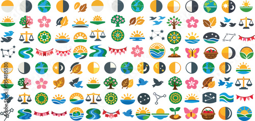 March Equinox Seasonal Astronomy Celestial Sun Earth Spring Balance Illustration