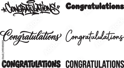 Congratulations Texts in Style: A selection of Congratulations texts, each designed in unique and eye-catching font styles, perfect for adding a celebratory touch to any design or message.