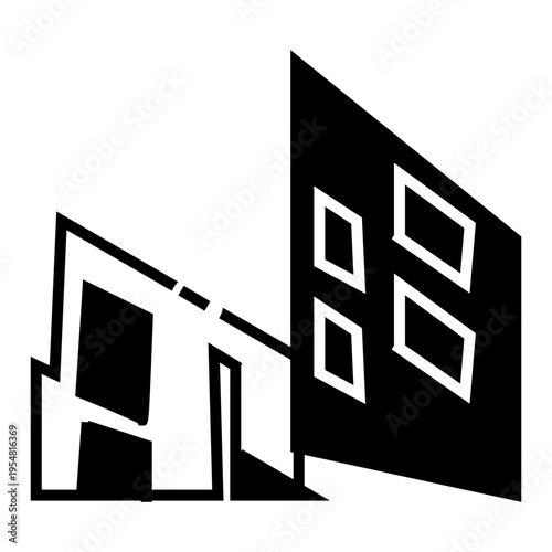 vector illustration of apartment building glyph solid style icon for web,app and real estate design concept.