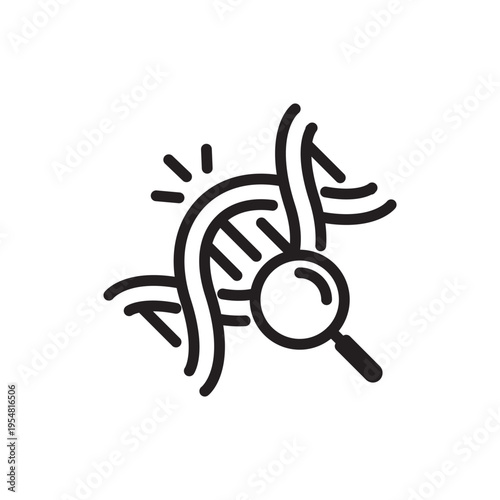 DNA Analysis Line Icon. Genetic Research Outline Vector