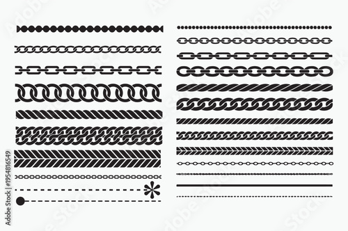 Vector Chain and Rope Line Dividers Set