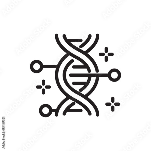DNA Technology Network Line Icon. Biotechnology Innovation Outline Vector
