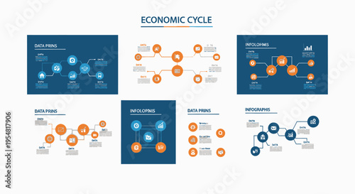 Economic Cycle Infographic: Data, Growth, Inflation, Downturn, Recovery