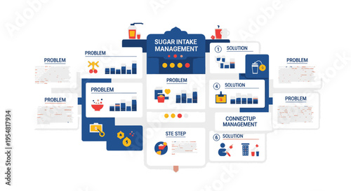 Sugar Intake Management Infographic: Problem, Solution, Steps