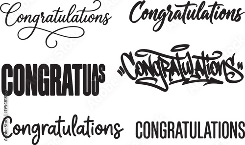 Congratulatory Design: An array of diverse Congratulations typography designs, perfect for cards, announcements, and celebratory messages.
