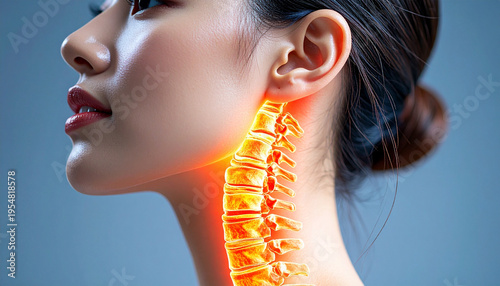 肩こりや首の痛みを感じる女性のイメージ  スマホ首　頚椎の負担