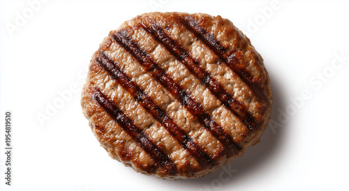Beef patty top view, grilled burger meat cutlet