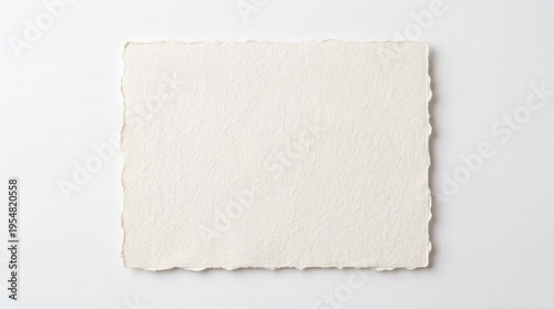 A rectangular sheet of textured handmade paper featuring rough deckled edges and a fibrous surface