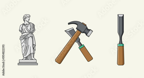 Ancient Greek Sculpture and Stone Carving Tools.
