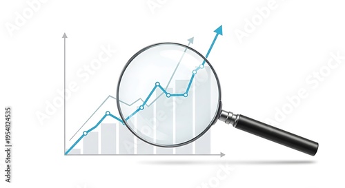 Growth chart with magnifying glass