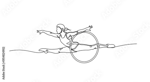 Wheelchair Dancer Performing Split in Continuous Line Art