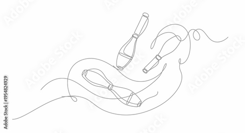 Continuous Line Drawing of Three Juggling Clubs