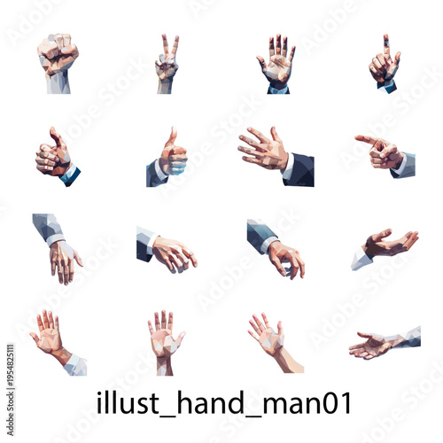 男性の手のポーズ01_イラスト素材