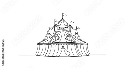 Vintage Circus Tent Outline, Carnival Big Top, Entertainment Event