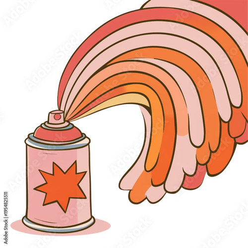 Spray can with rainbow colored spray paint coming out  creative art supply