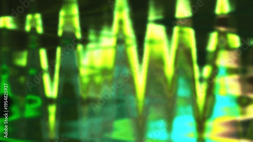 Photos Abstract acid green and yellow glitch background with distorted wave patterns gr