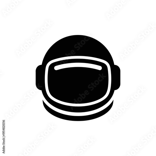 Minimalist Black and White Astronaut Helmet Icon