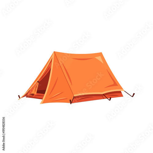 Orange Camping Tent Isolated on White Background, Outdoor Adventure Gear