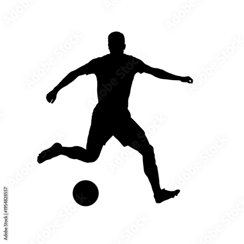 Soccer player silhouette kicking ball