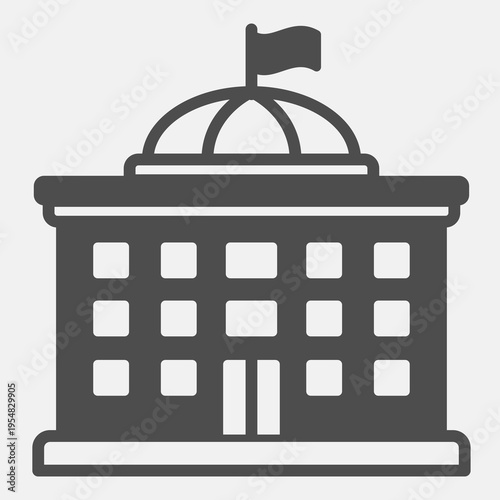 Presidium building solid icon,democracy day concept. Vector graphics. House of congress sign and editable stroke, glyph style icon for mobile or web design.