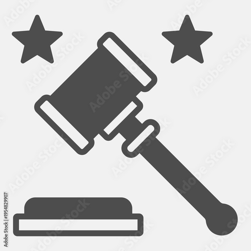 Auction hammer solid icon, democracy day concept. Vector graphics. Judge gavel sign and editable stroke, glyph style icon for mobile or web design.