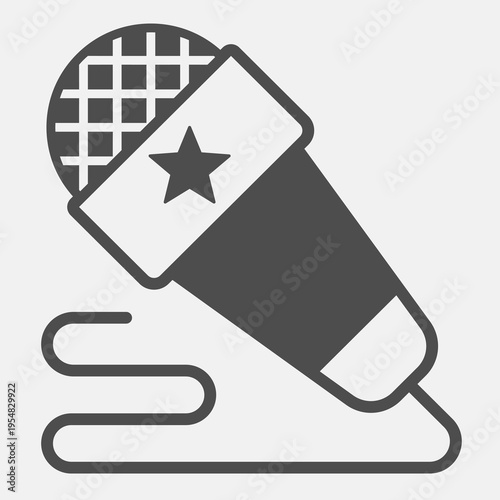 Microphone with cord solid icon, sound recording concept. Vector graphics. Mic sign and editable stroke, glyph style icon for mobile or web design.