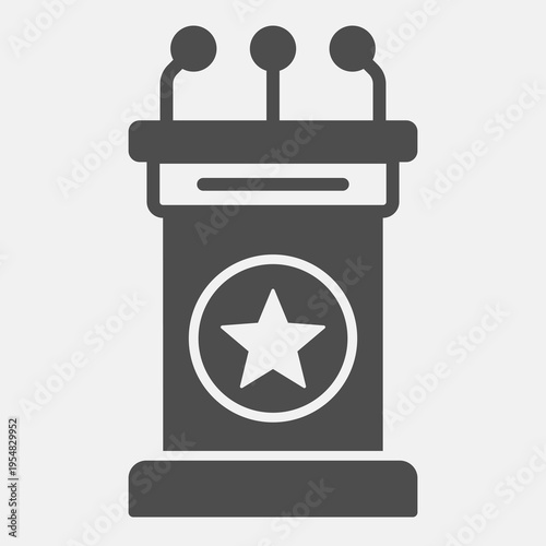 Platform for speaking solid icon, democracy day concept. Vector graphics. Candidate tribune sign and editable stroke, glyph style icon for mobile or web design.