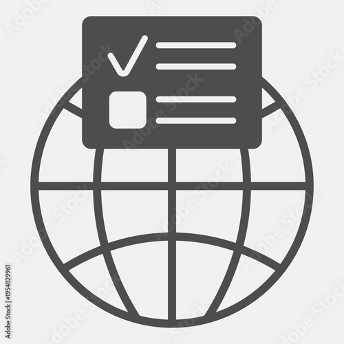 Ballot document and globe solid icon, democracy day concept. Vector graphics. Planet with voter paper sign and editable stroke, glyph style icon for mobile or web design.