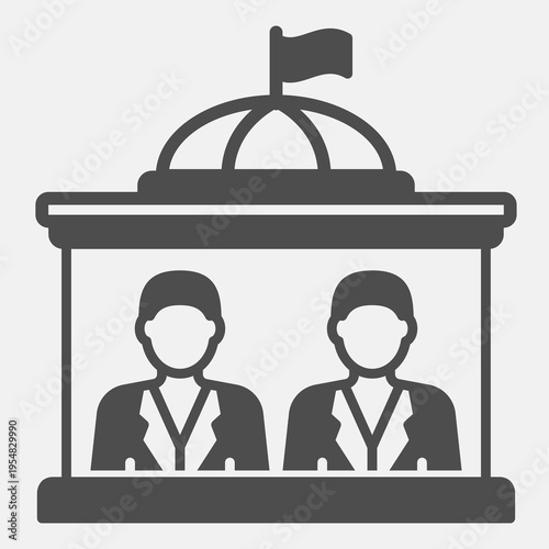 Two candidates in house of congress solid icon, democracy day concept. Vector graphics. Congress building sign and editable stroke, glyph style icon for mobile or web design.