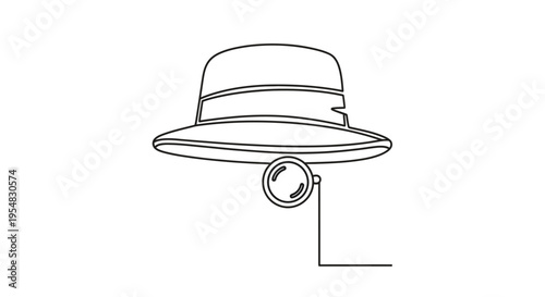 Detective Hat and Monocle Illustration - Mystery Investigation Concept