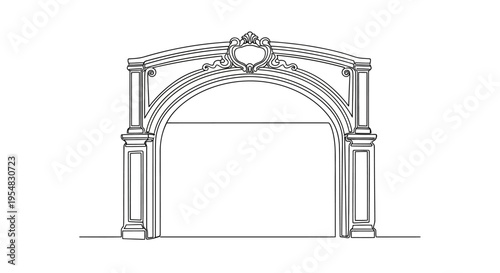 Ornate Archway Entrance Vector Drawing - Classic Architecture Element