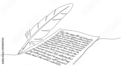 Quill Pen Writing on Scroll - Vintage Writing Tool