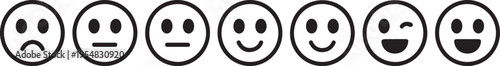 Black and white emoticon faces with various expressions