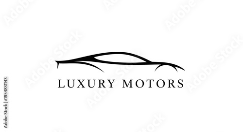 Sleek black silhouette of a modern luxury sports car, accompanied by "LUXURY MOTORS" text, on an isolated white background, representing automotive excellence.