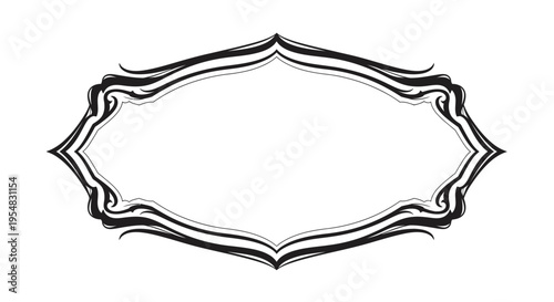 Ornate vintage decorative border frame with intricate scrollwork, providing an elegant design element on an isolated white background.